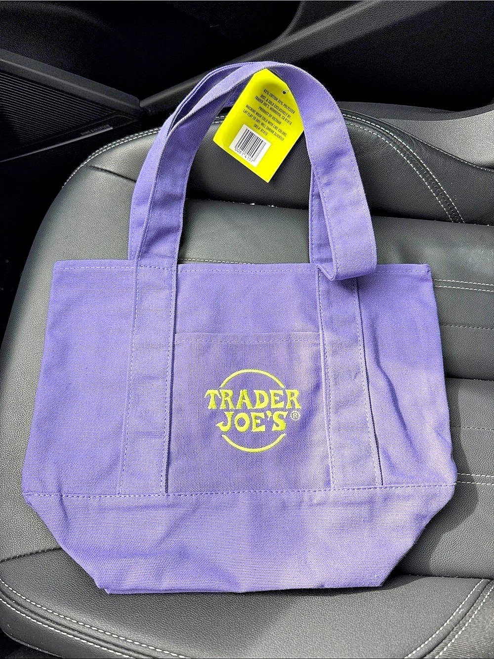 Trader Joe's Mini  Canvas Tote Bag Purple Canvas Tote Bag